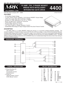 10 amp, 75v, 3 phase mosfet bridge with intelligent integrated gate