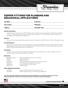copper fittings for plumbing and mechanical
