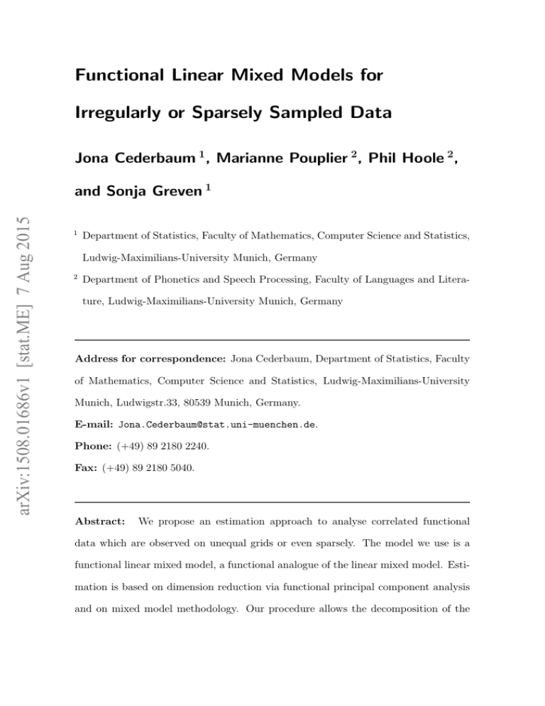 Functional Linear Mixed Models For Irregularly Or