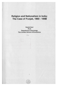 Religion and Nationalism in India: The Case of Punjab, 1960 -199©