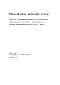 Patterns of change – parliamentary privilege