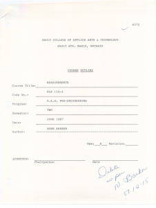 ELR115-2 - Measurements Fall 1987