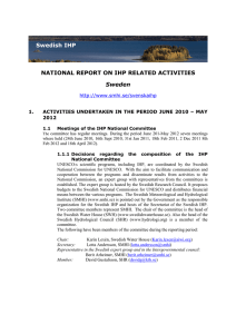 Swedish IHP National Report