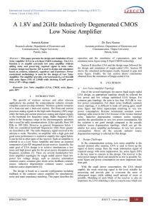 A 1.8V and 2GHz Inductively Degenerated CMOS Low Noise Amplifier
