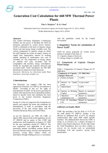 Generation Cost Calculation for 660 MW Thermal Power Plants