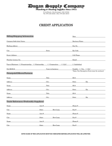credit application - Dugan Supply Company