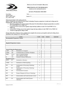 process plant technology - Montana State University Billings