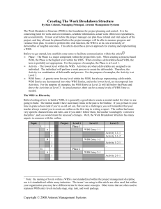 Work Breakdown Structure – An Introduction