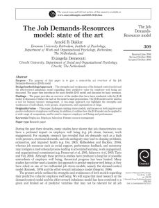 The Job Demands-Resources model: state of the art