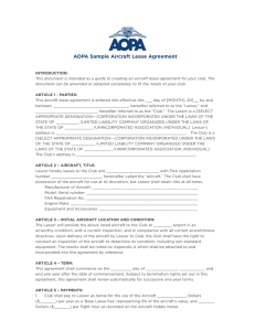 Flying Club Aircraft Lease Agreement