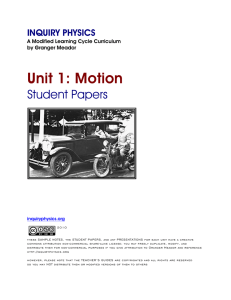 Unit 1: Motion - Student Papers