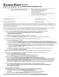 2016-2017 Student Income Verification Form