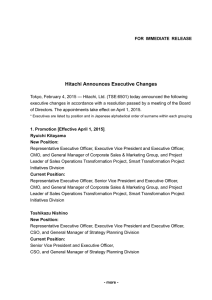 Hitachi Announces Executive Changes(PDF Type, 126kbytes)