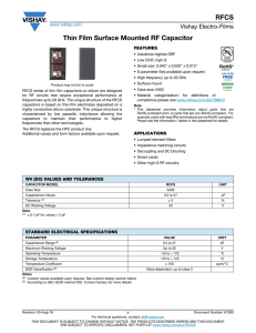 RFCS Thin Film Surface Mounted RF Capacitor