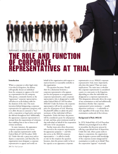 The Role and Function of Corporate Representatives at Trial.indd