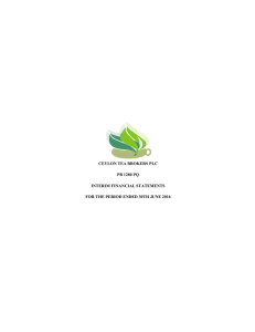 ceylon tea brokers plc pb 1280 pq interim financial statements for