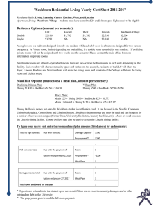 Washburn Residential Living Yearly Cost Sheet 2016-2017