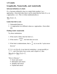 1.5 Limits Graphically, Numerically, and