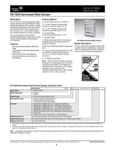 VD-1630 Galvanized Steel Damper Catalog Page