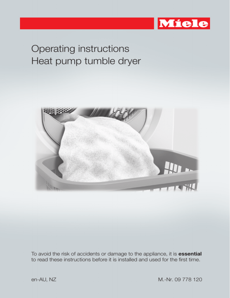 Operating instructions Heat pump tumble dryer