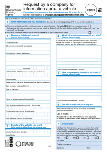 Request by a company for information about a vehicle