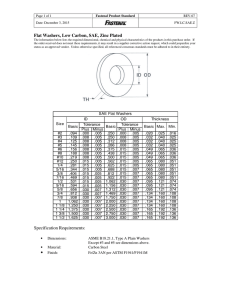 Flat Washers, Low Carbon, SAE, Zinc Plated