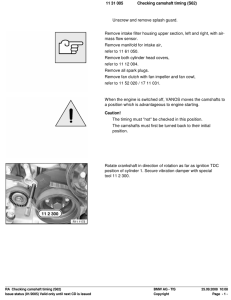 RA Checking camshaft timing (S62)