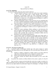 NC General Statutes - Chapter 14 Article 7B 1 Article 7B. Rape and