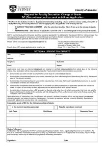 Faculty of Science Request for Faculty Discretion: Change of Grade