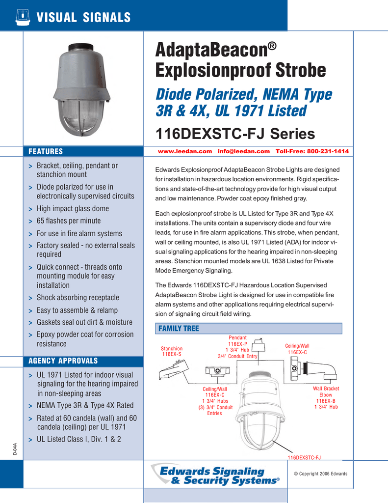 Edwards Signaling 116DEXSTC-FJ Hazardous Location Supervised AdaptaBeacon Strobe 