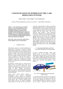 CONFIGURATIONS OF HYBRID-ELECTRIC CARS PROPULSION