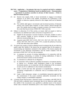 Investments that may be acquired and held as admitted assets