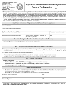 Application for Primarily Charitable Organization Property Tax