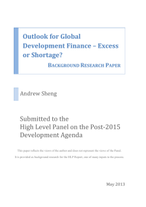Outlook for Global Development Finance – Excess or Shortage