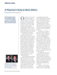 A Physician`s Duty to Warn Others