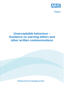 Unacceptable behaviour – Guidance on warning letters and other