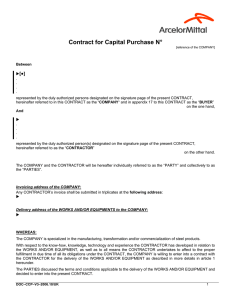 Contract for Capital Purchase N°