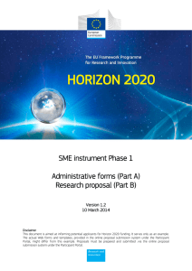 SME instrument Phase 1 Administrative forms
