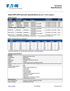 Technical Specifications Eaton 9PX UPS technical specifications (8