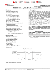 TPS22924x Ultra-Small, Low-Input-Voltage, Low Ron Load Switch