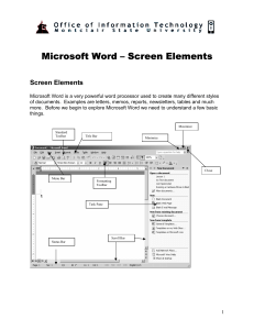 Microsoft Word – Screen Elements