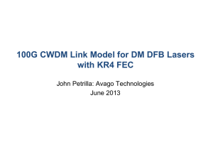 100G CWDM Link Model for DM DFB Lasers with KR4 FEC