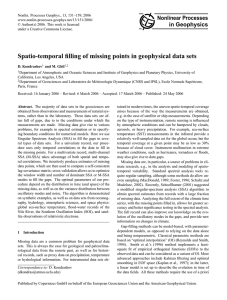 Spatio-temporal filling of missing points in geophysical data sets