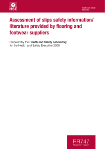 Assessment of slips safety information/literature provided by flooring