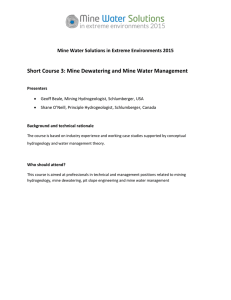 Short Course 3: Mine Dewatering and Mine Water Management