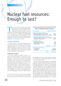 Nuclear fuel resources: Enough to last?