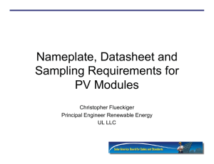 Nameplate, Datasheet and Sampling Requirements for PV Modules