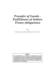 Transfer of Lands – Fulfillment of IndianTreaty obligations