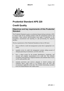 Prudential Standard APS 220 Credit Quality