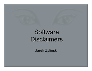 Software Disclaimers - Department of Computing and Software